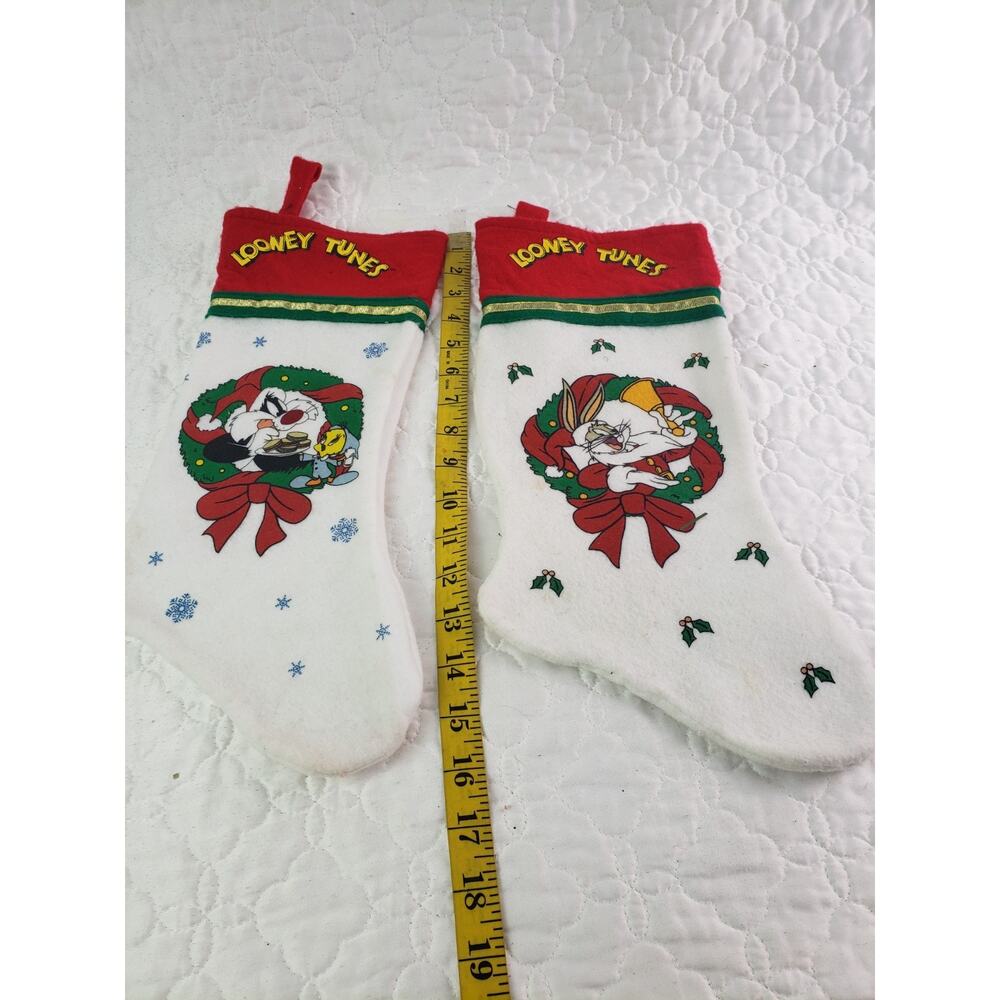 VTG Looney Tunes Bugs Bunny Sylvester Tweety Bird Christmas Stocking Warner Bros - Picture 2 of 10